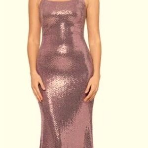 Size 6 Betsy & Adam sequin gown. Rose pink dress